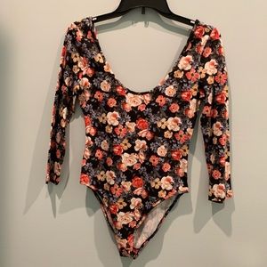Black and floral bodysuit